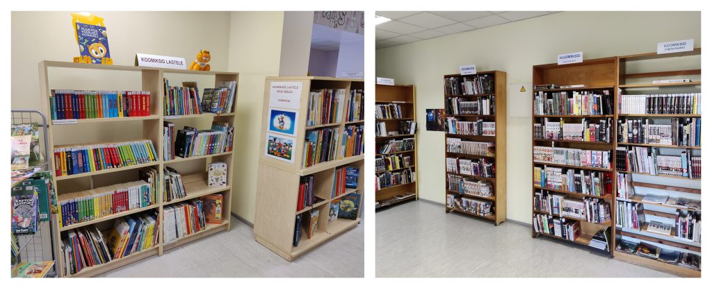 Tallinas Centrālās bibliotēkas Paepealse bibliotēkas komiksu literatūras krājums. Foto: Aiga Pīķe
